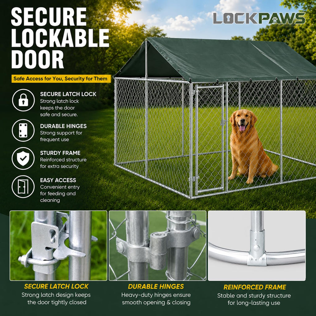 10x10FT Heavy Duty Galvanized Steel Outdoor Dog Kennel N412869