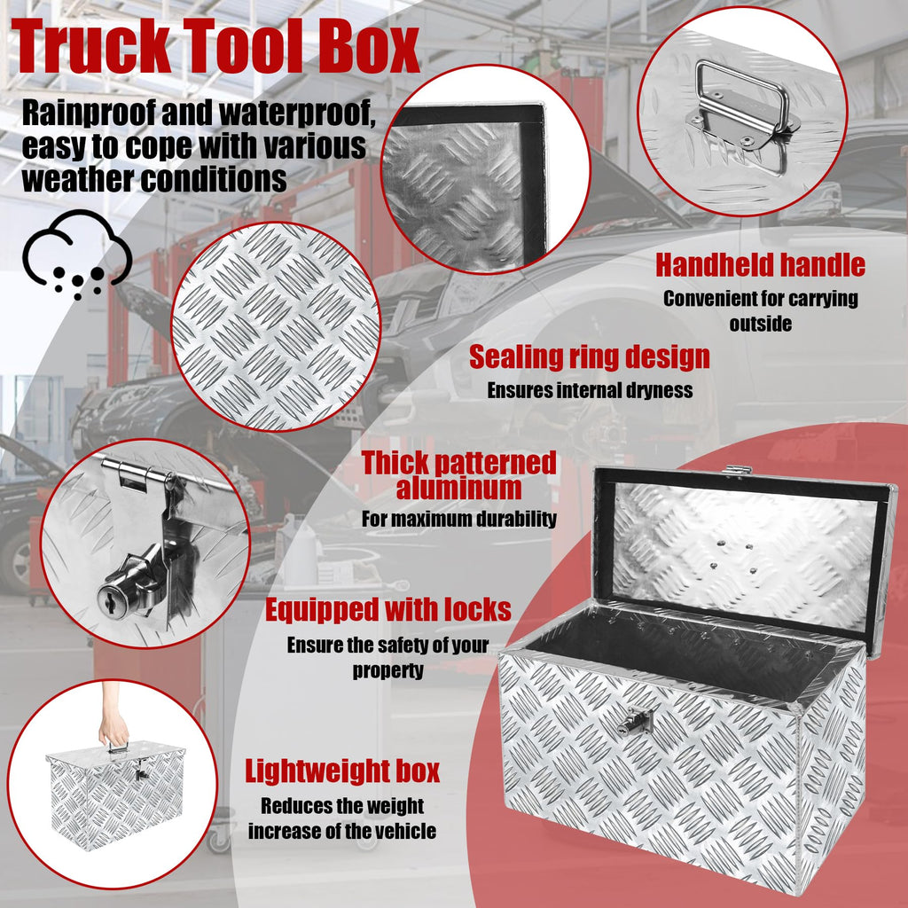 16 Inch Aluminum Waterproof Truck Tool Box with Lock and Keys X114126