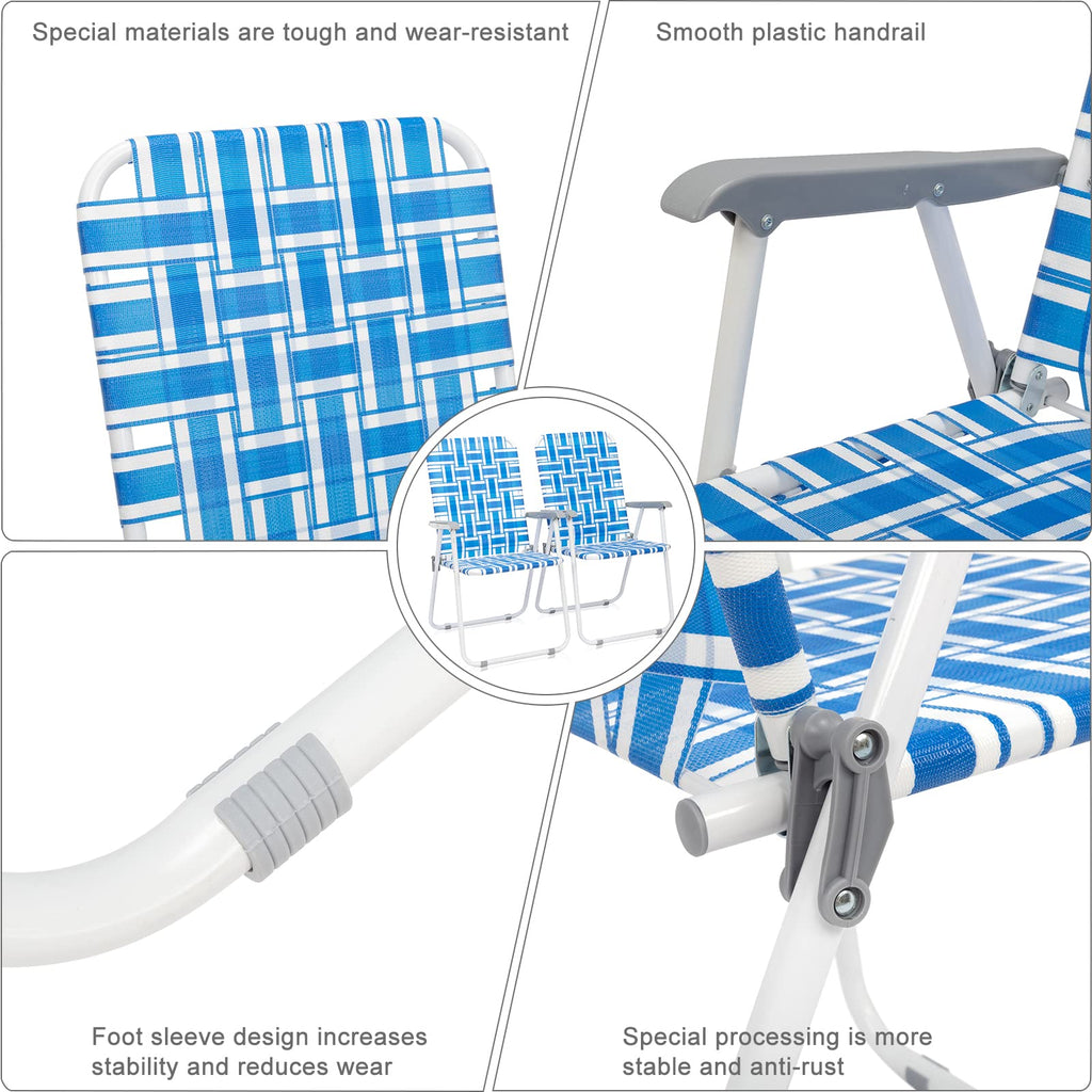 Set of 2 Blue Webbed Folding Camping Chairs T72564