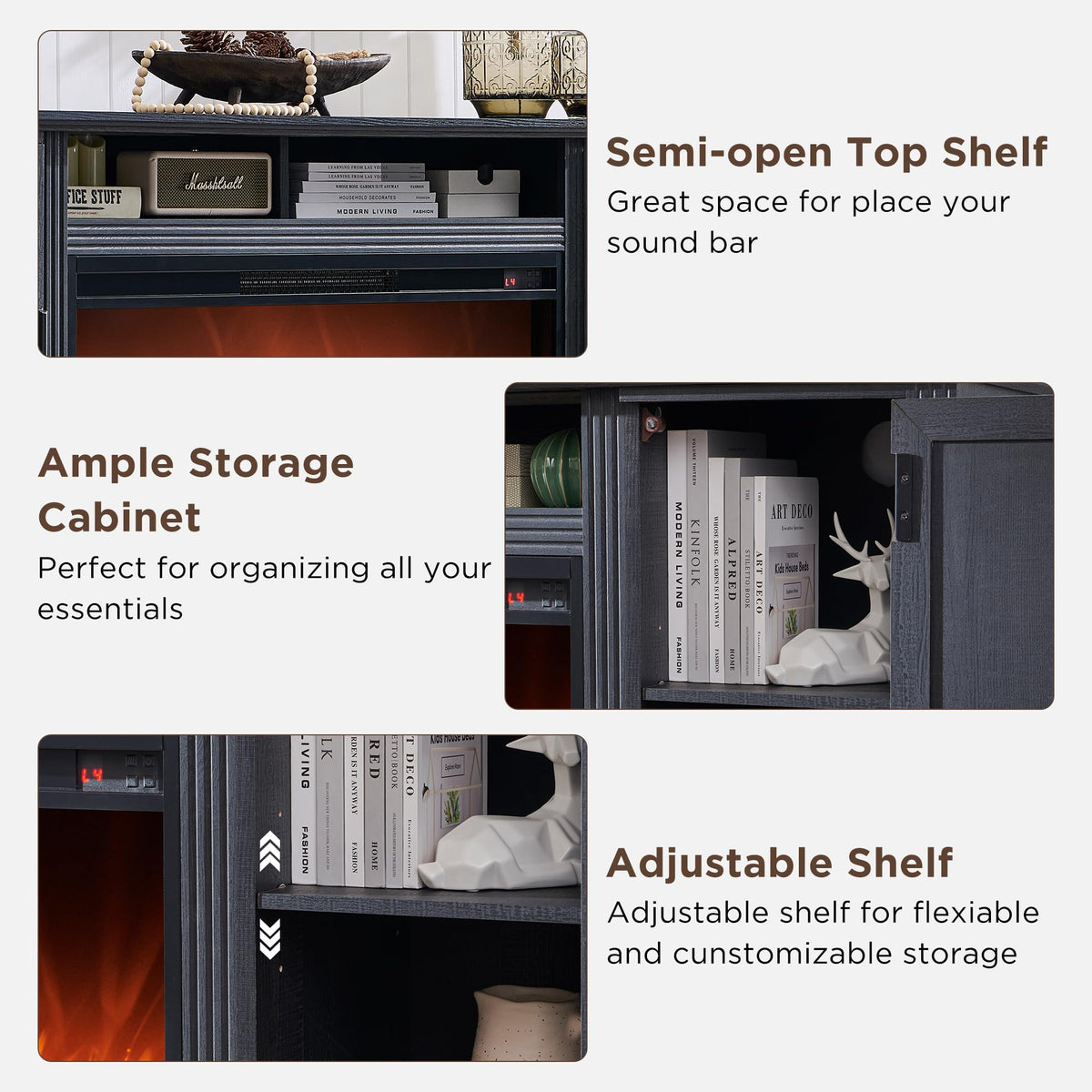 Black Fireplace TV Stand O112076