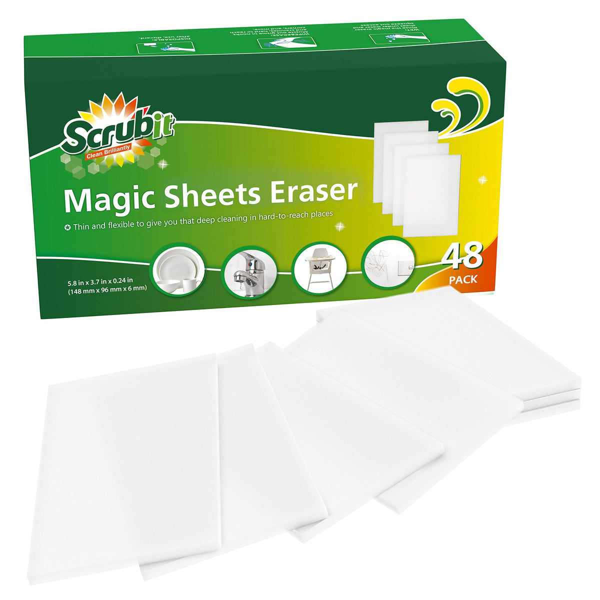 48 Pack Melamine Sponge Eraser Sheets F608103