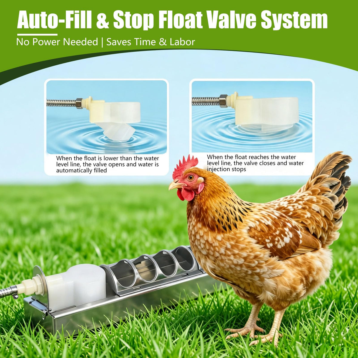 Automatic Stainless Steel Poultry Waterer K7391