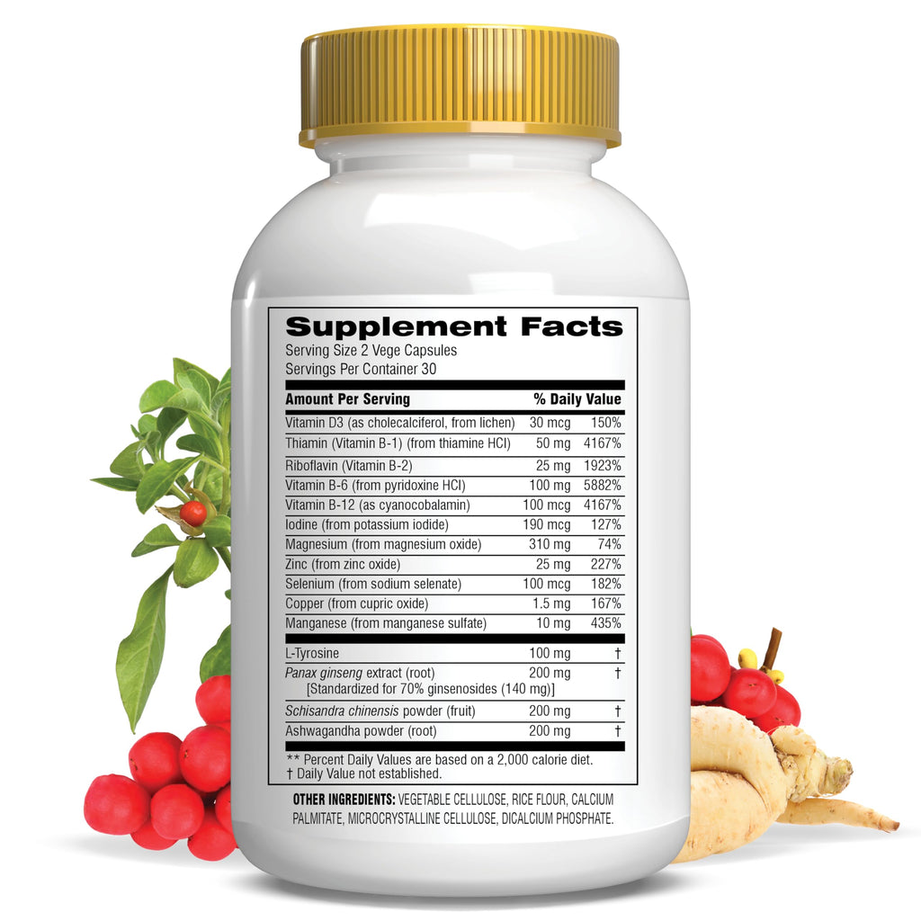 Thyroid Support with Ashwagandha, Schisandra Chinensis, Iodine 60 Vege Caps V314468