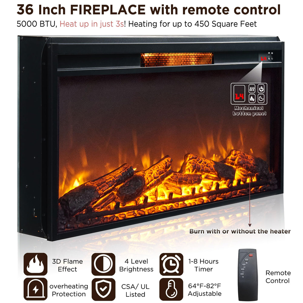 Black Fireplace TV Stand O112076