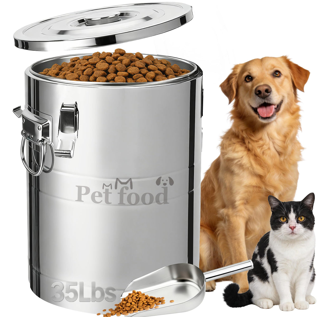 Stainless Steel Dog Food Storage Container with Scoop G900912