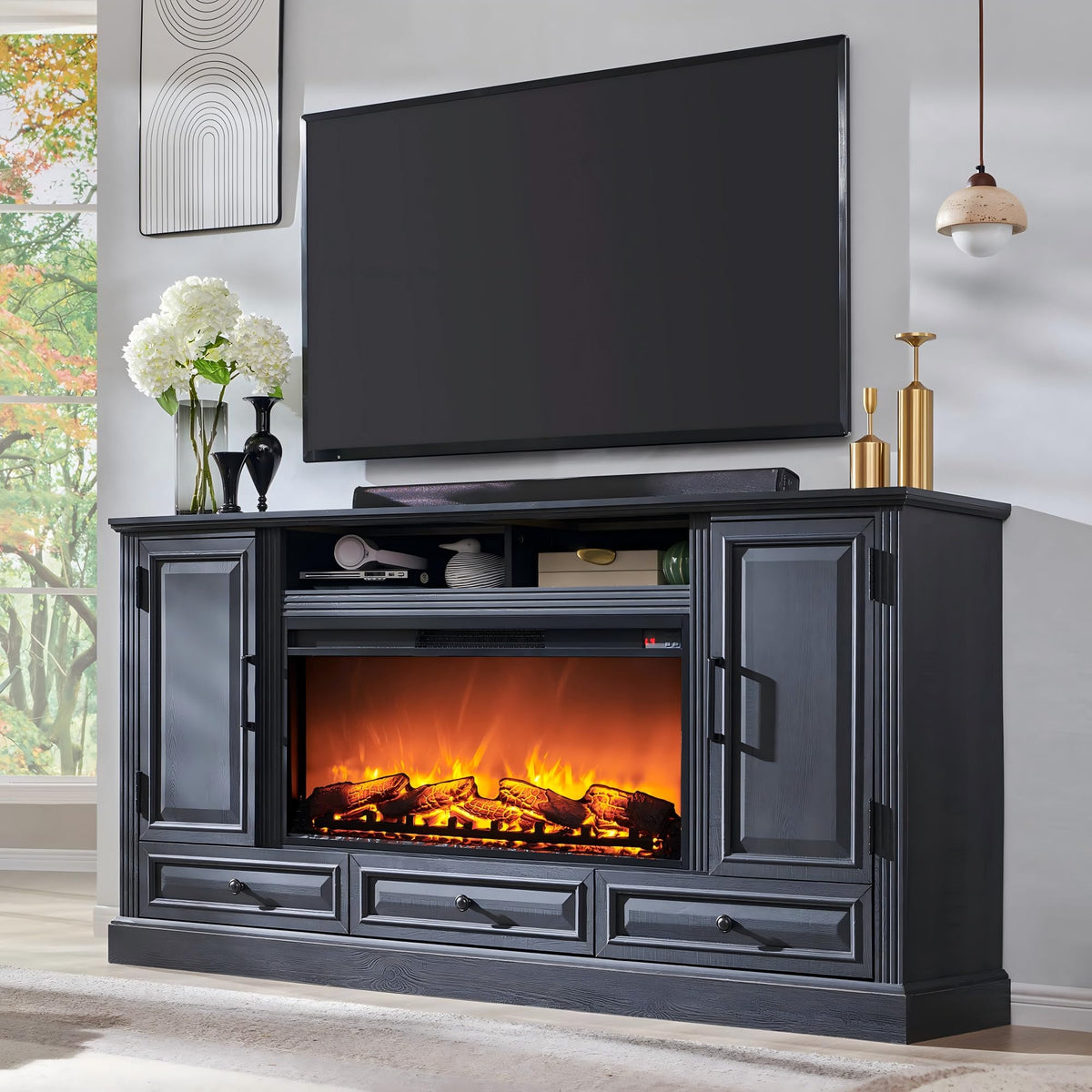Black Fireplace TV Stand O112076