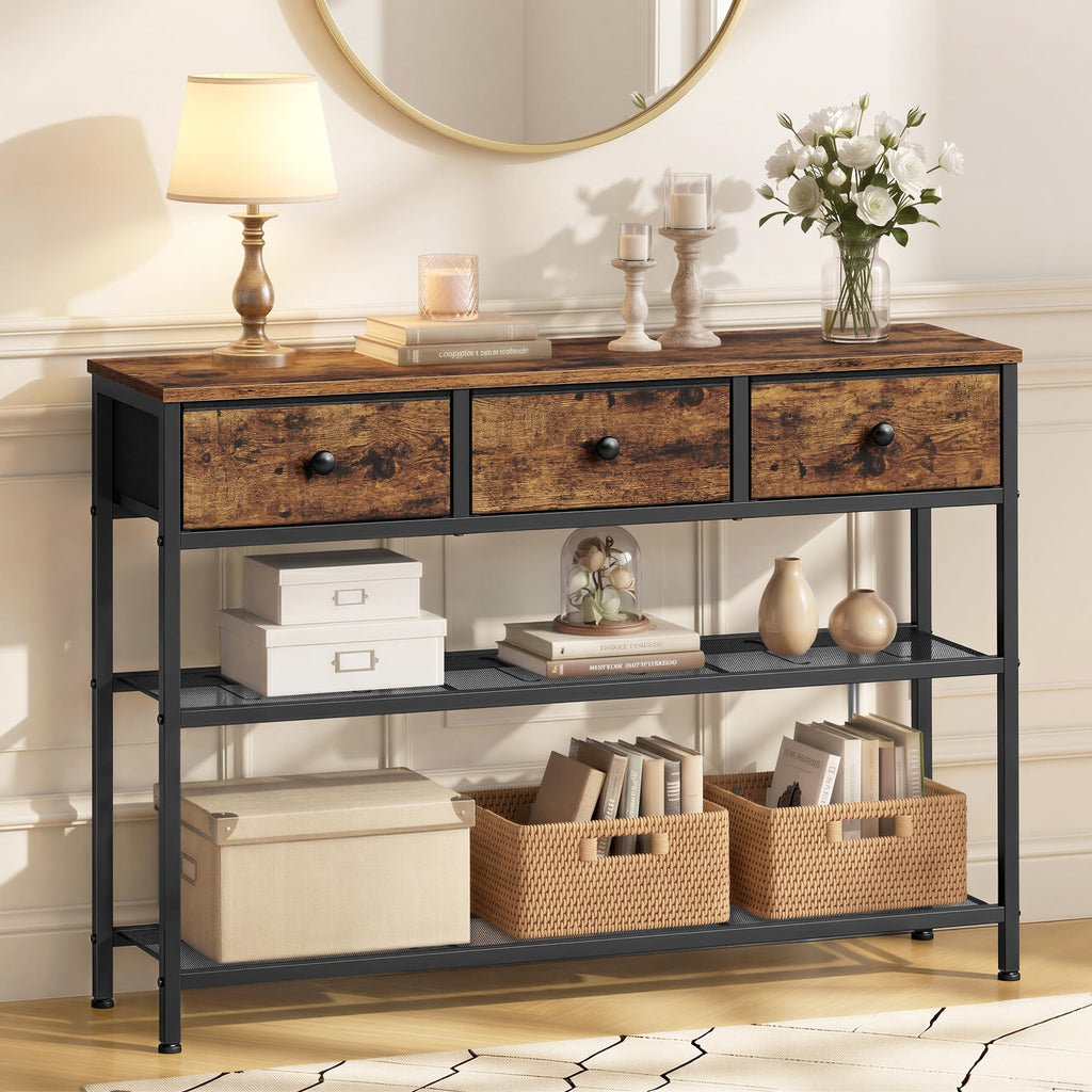 Console Table with 3 Fabric Drawers T229