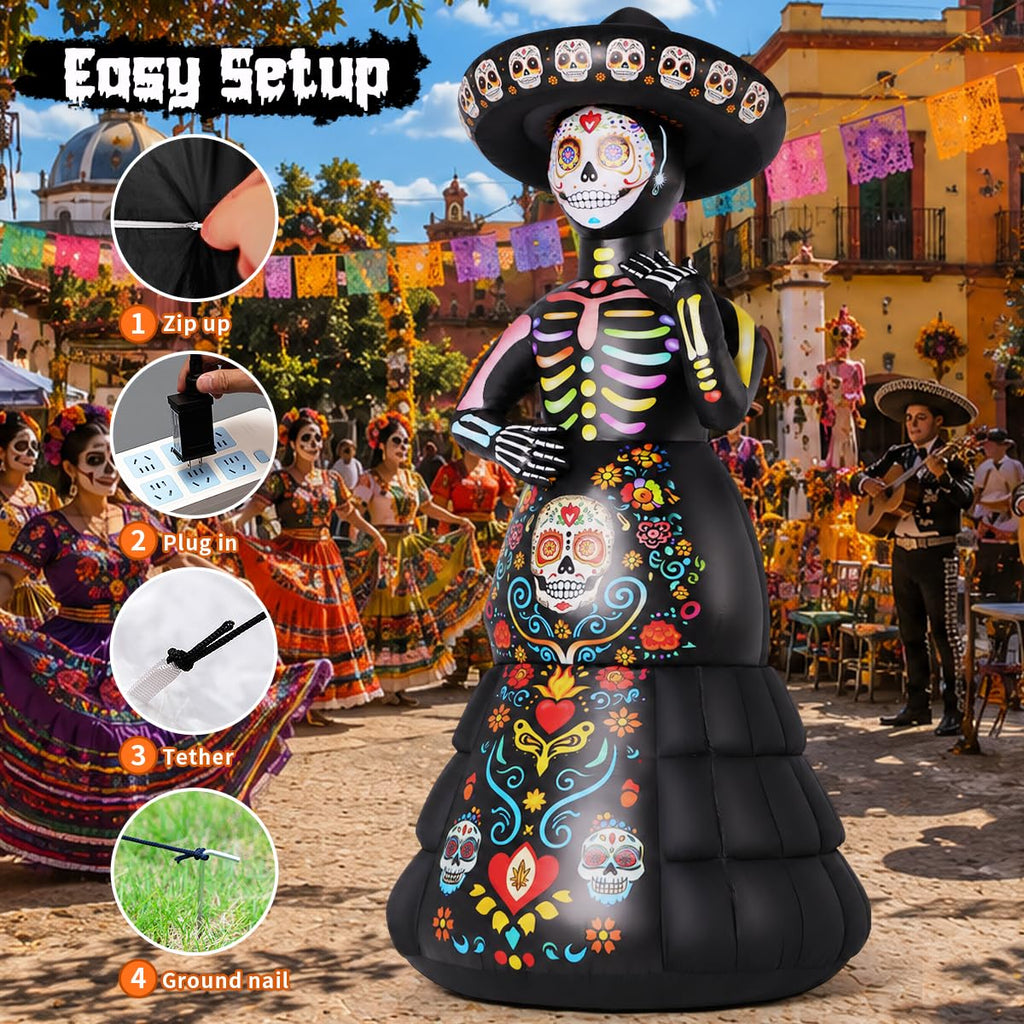 7.2FT Halloween Inflatable Ghost Bride with LED Lights Z392711