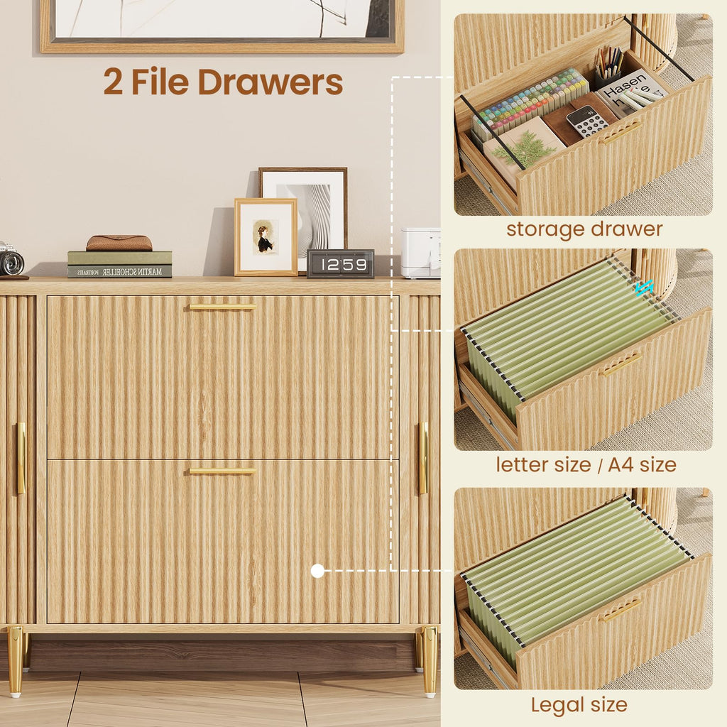 2 Drawer File Cabinet with 2 Sliding Door T44142