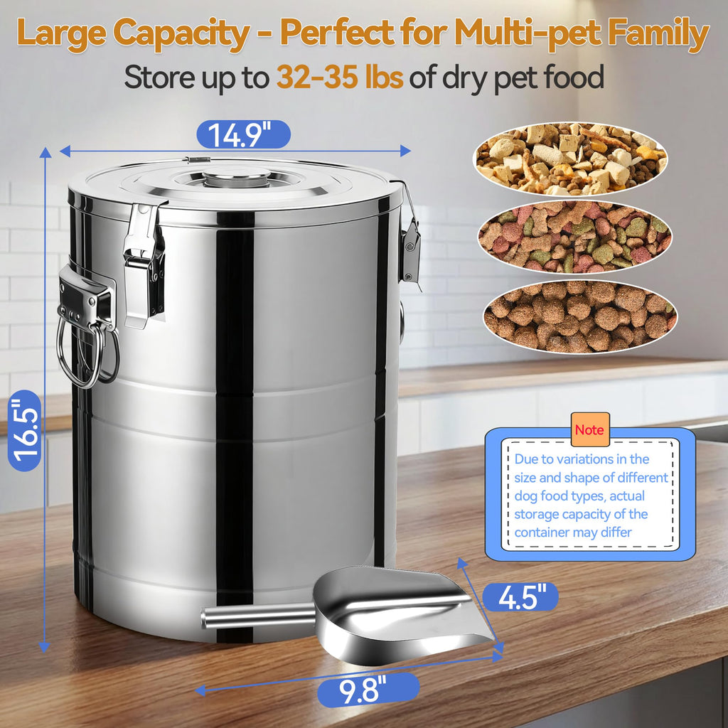 Stainless Steel Dog Food Storage Container with Scoop G900912
