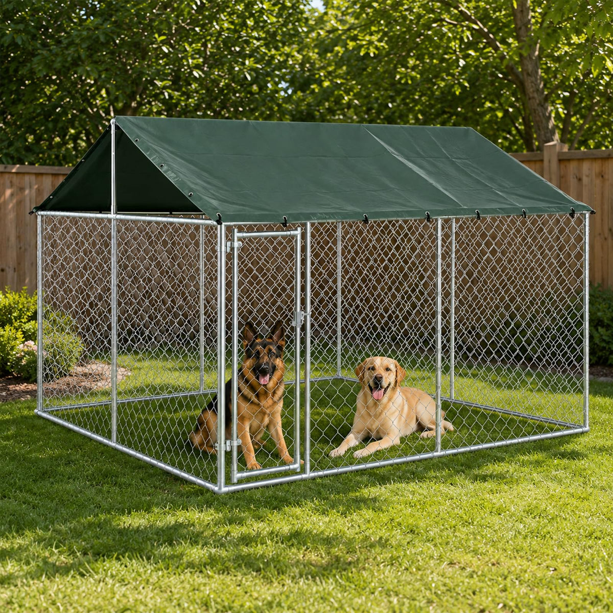 10x10FT Heavy Duty Galvanized Steel Outdoor Dog Kennel N412869