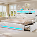 Full Bed Frame with Storage Headboard and Charging Station O4243