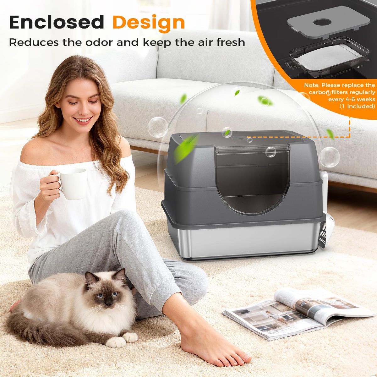 Stainless Steel Litter Box with Lid M22183
