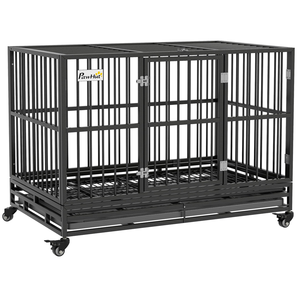 48" Heavy Duty Metal Dog Crate with Lockable Wheels Z135