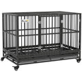 48" Heavy Duty Metal Dog Crate with Lockable Wheels Z135