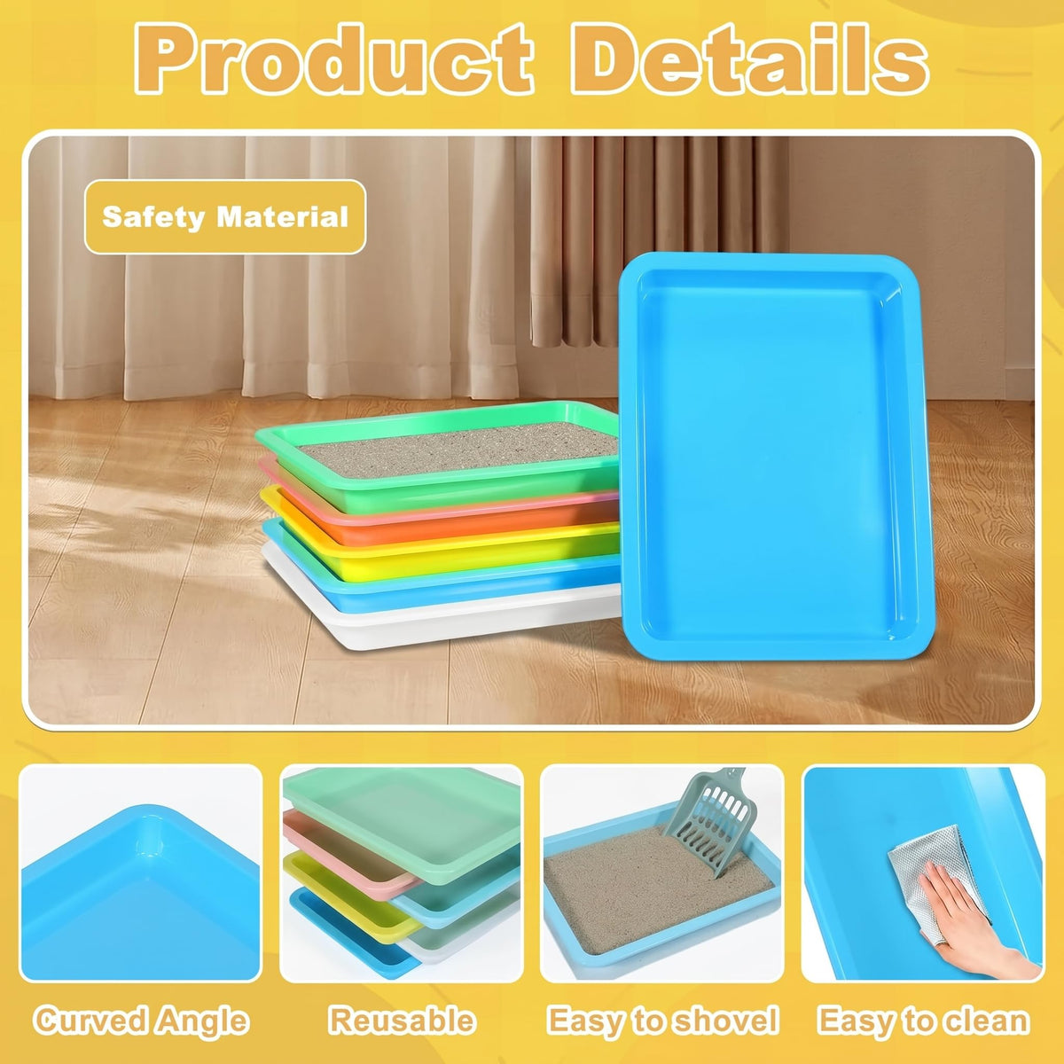 6 Pcs Low Entry Portable Litter Box with Scooper V51484