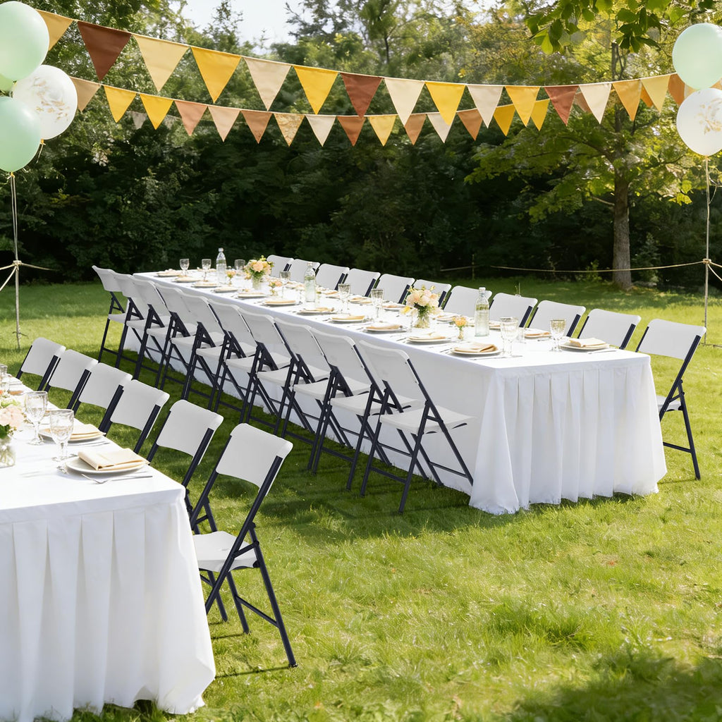 White 4 Pack Plastic Folding Chairs with Metal Frame V7706