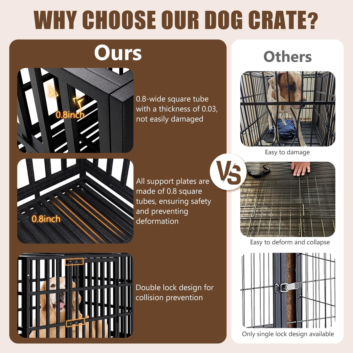 48 Inch Heavy Duty Dog Crate Kennel with Wheels X353739