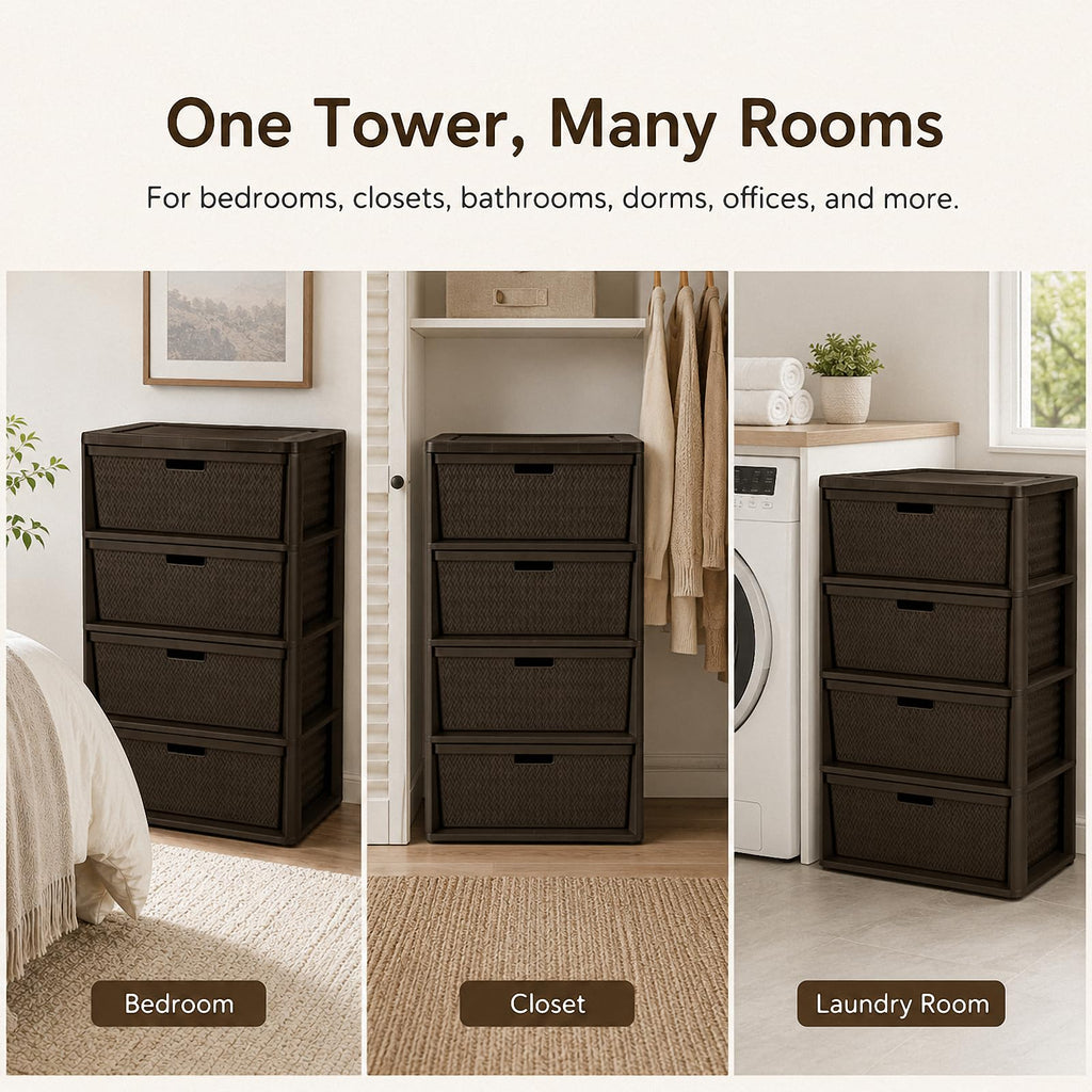 Brown 4 Drawer Plastic Storage Organizer P9453