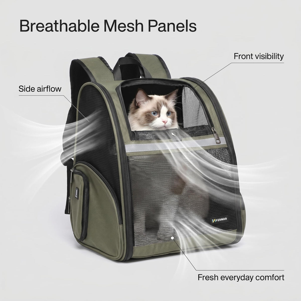 Cat Backpack Carrier Collapsible with Ventilated Mesh Z689