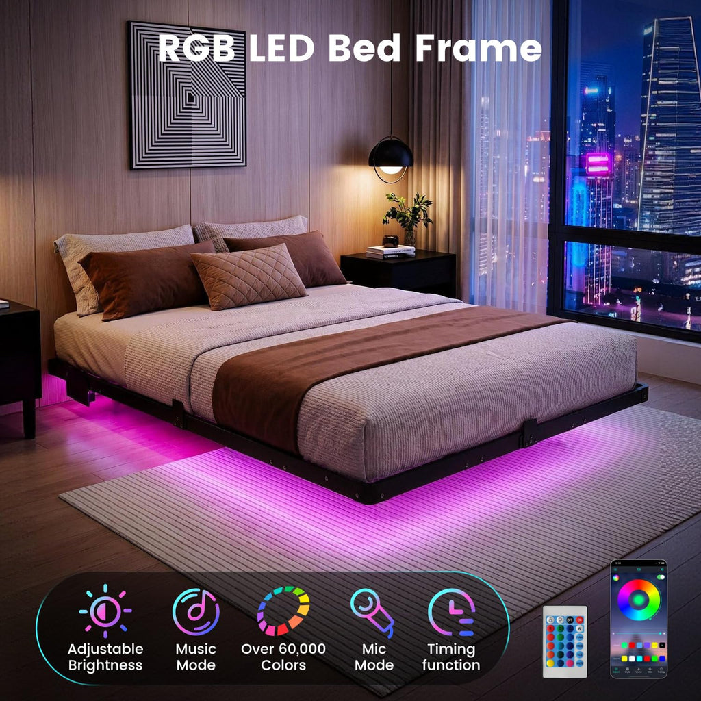 Full Floating Bed Frame with LED Lights D52016