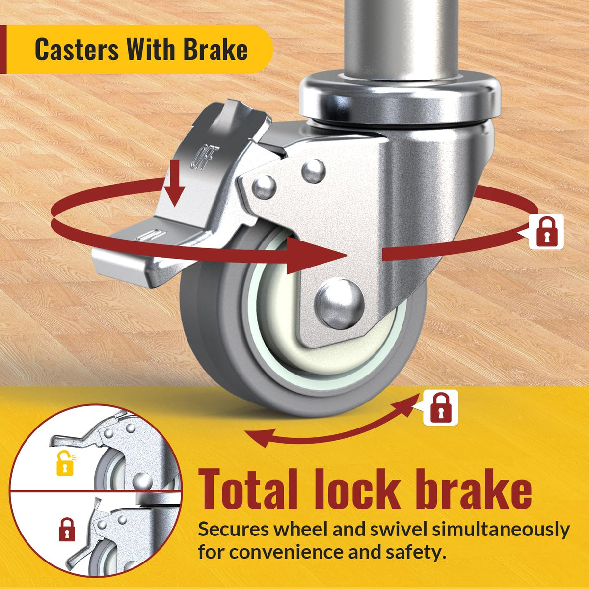 3 Inch Expanding Stem Locking Swivel Casters Set of 4 J618
