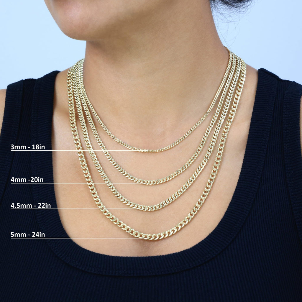 14K Yellow Gold Cuban Link Chain Necklace H7606