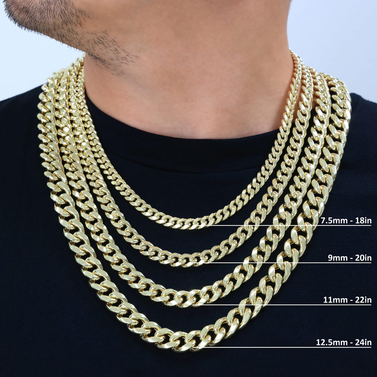 14K Yellow Gold Cuban Link Chain Necklace H7606
