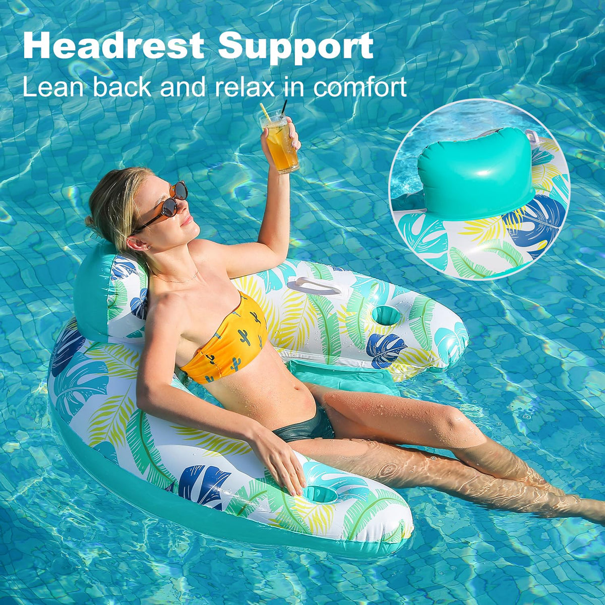 2 Pack Inflatable Pool Float Chair with Cup Holder A635