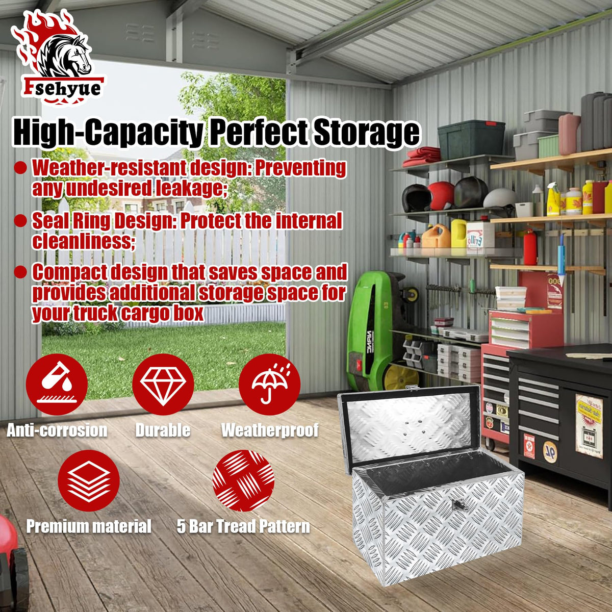 16 Inch Aluminum Waterproof Truck Tool Box with Lock and Keys X114126