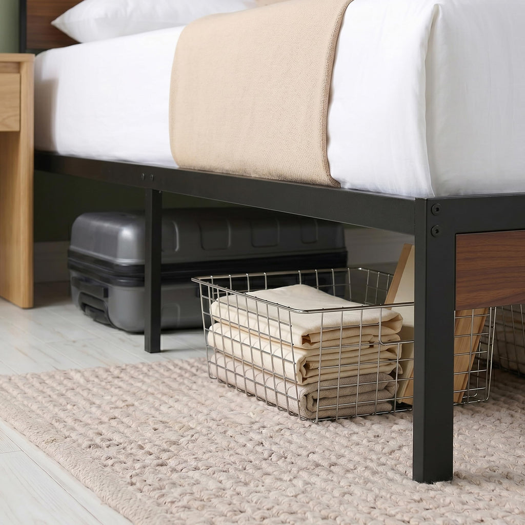 Full Platform Bed Frame with LED Lights and USB Charging Station X137