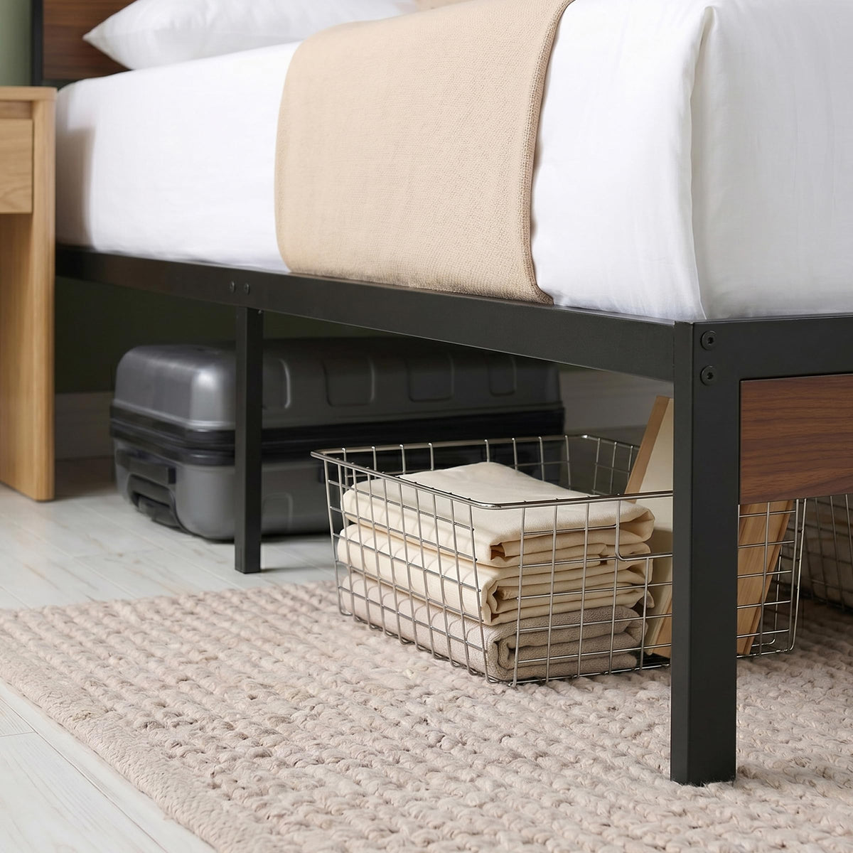 Full Platform Bed Frame with LED Lights and USB Charging Station X137