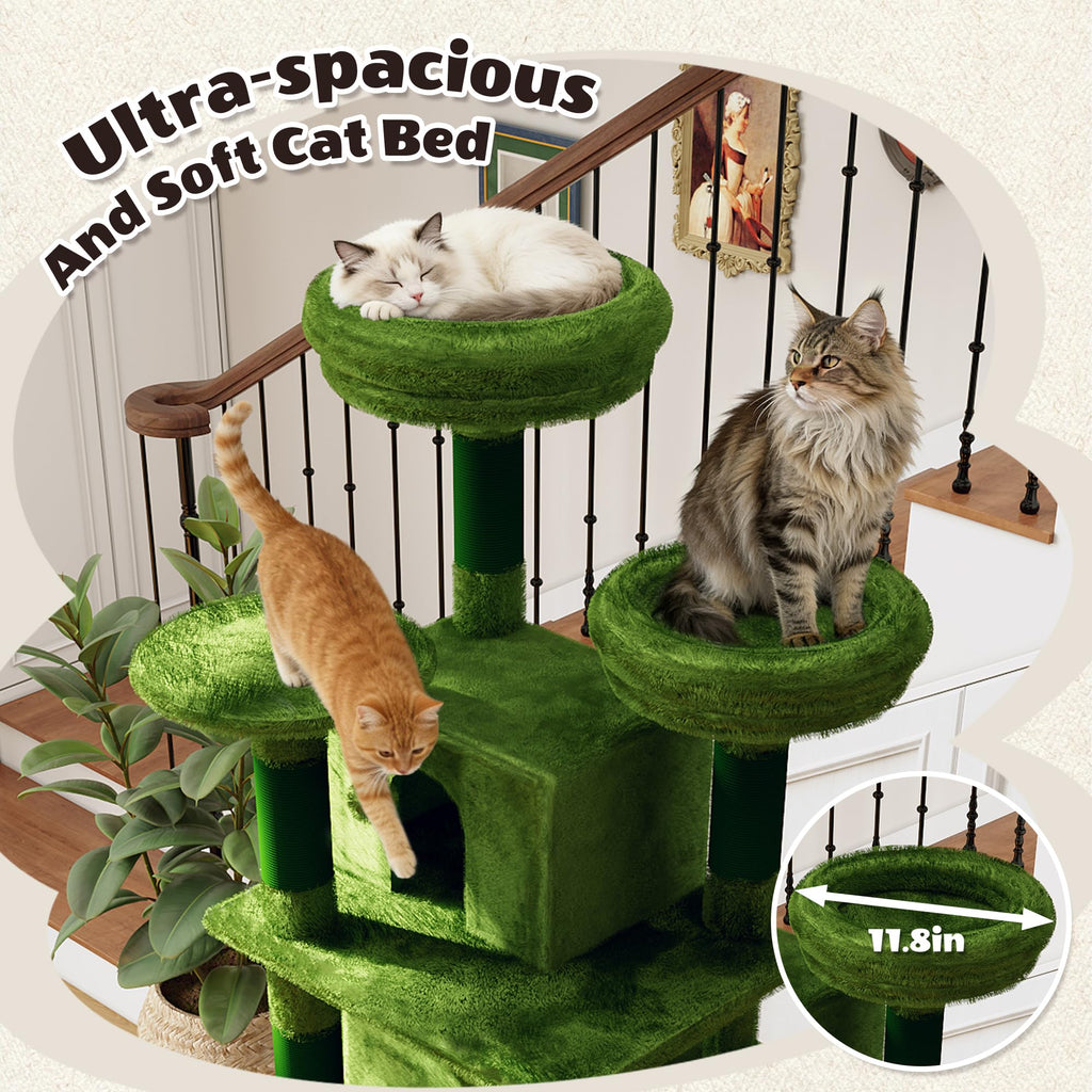 70.87'' Cat Tree Tower with Scratching Post and Hanging Hammock R7379