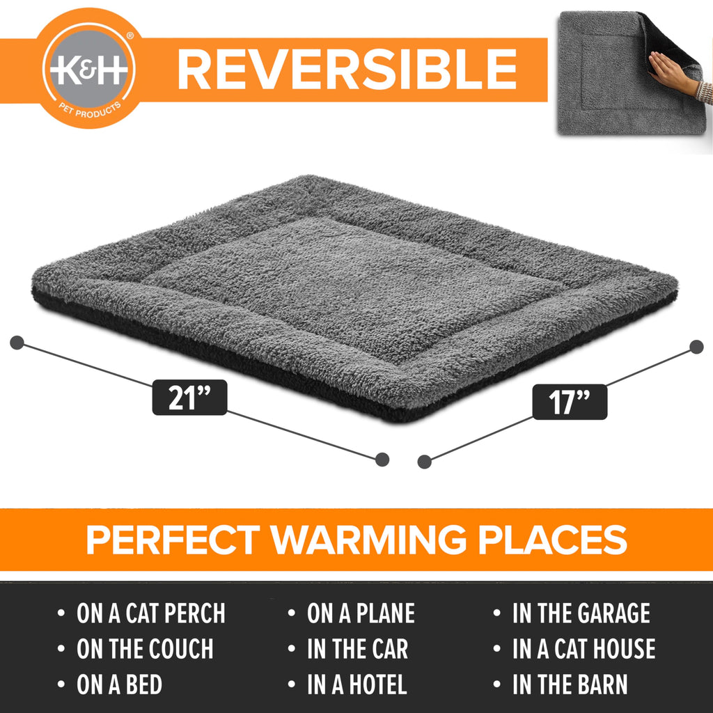 Self-Warming Cat Bed Pad Small 21 X 17 Gray Black M8378