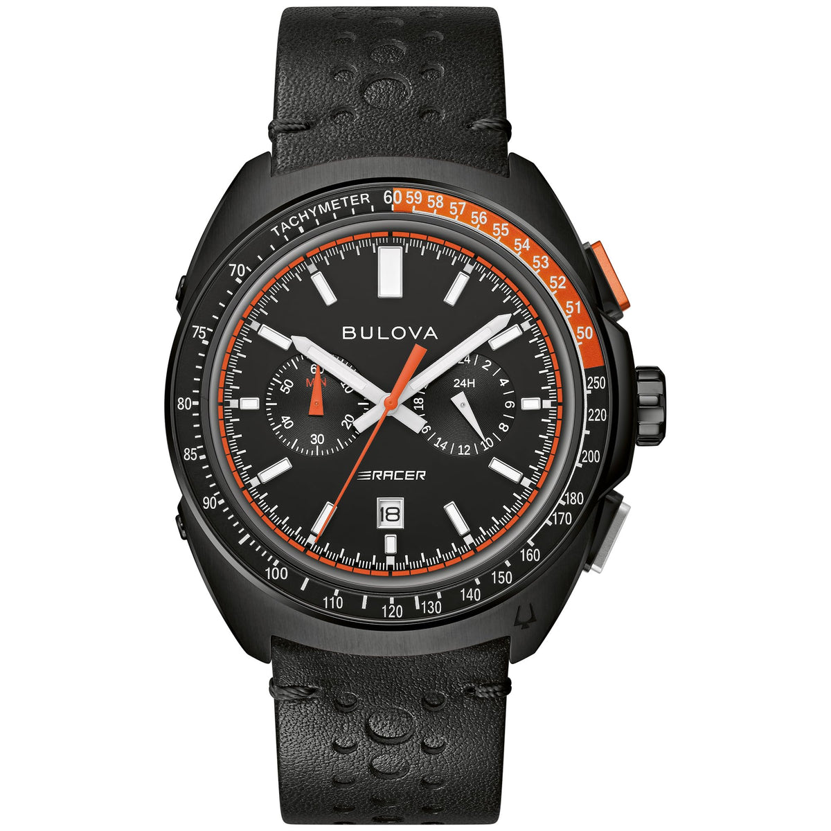 Black Leather Chronograph Watch 42mm M639275