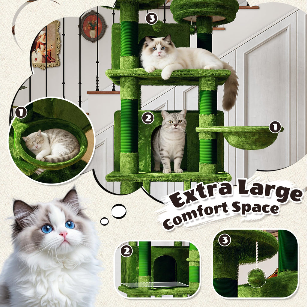 70.87'' Cat Tree Tower with Scratching Post and Hanging Hammock R7379