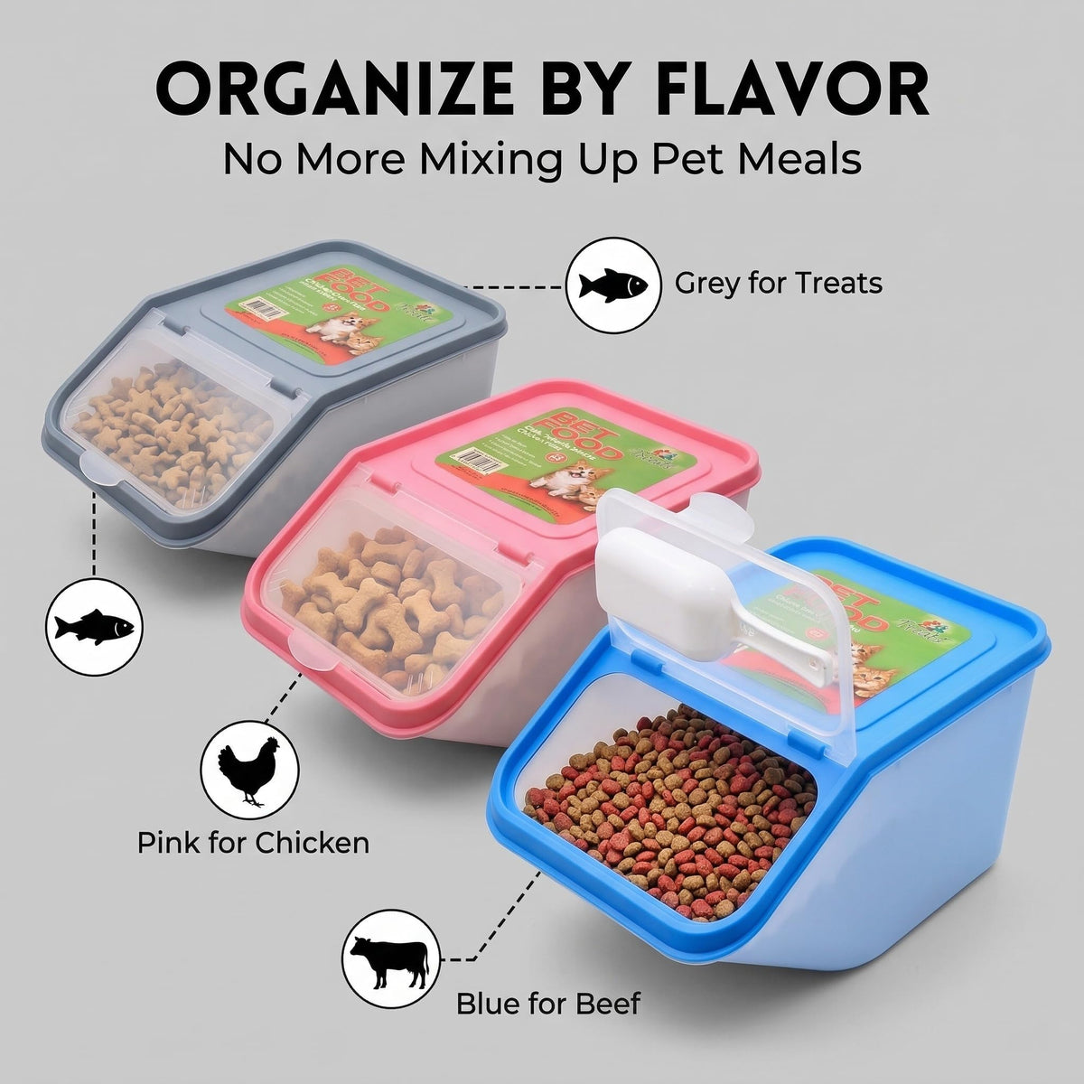 3-Pack Airtight Pet Food Storage Container Set with Scoop M851580