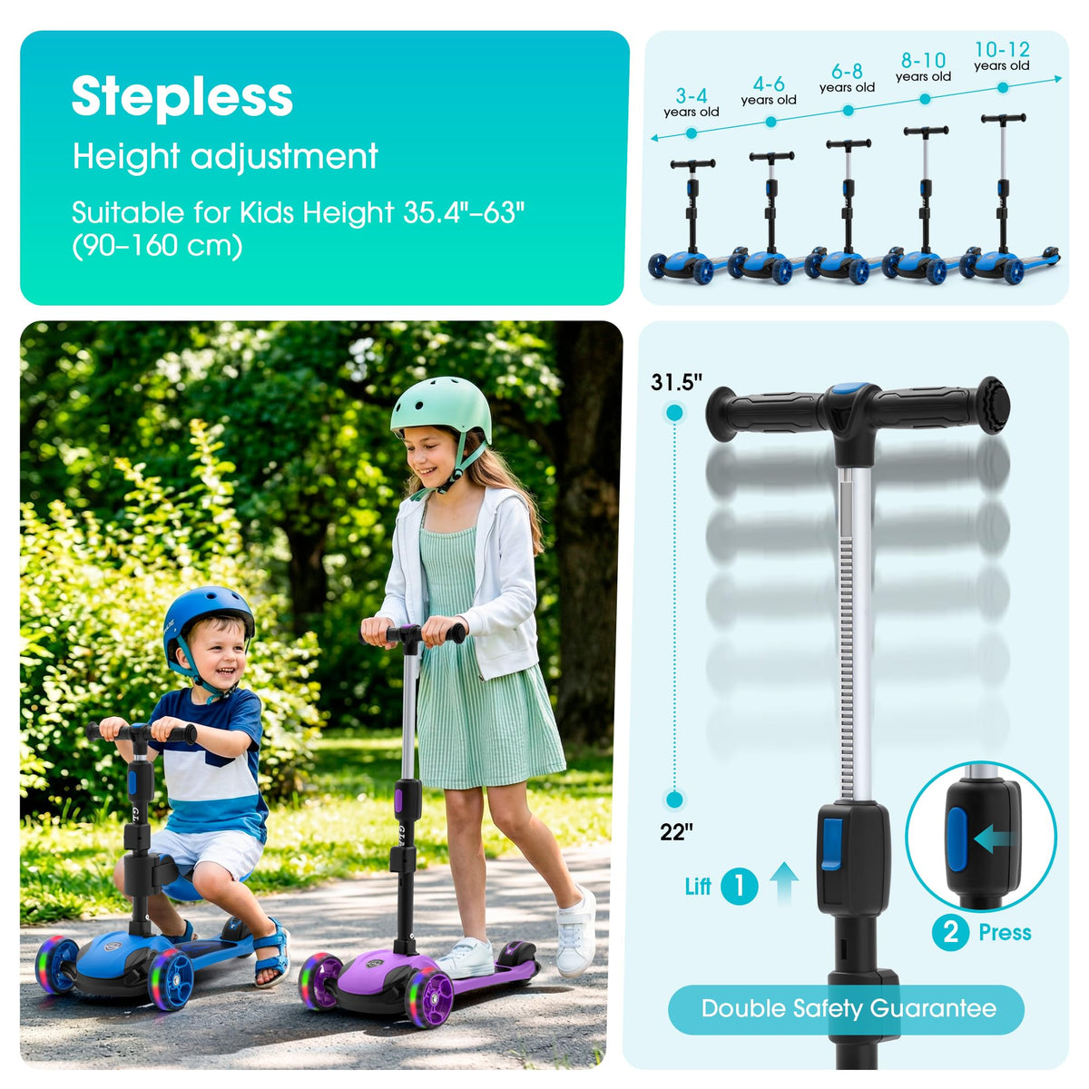 2-in-1 Folding 3 Wheel Kick Scooter N807310