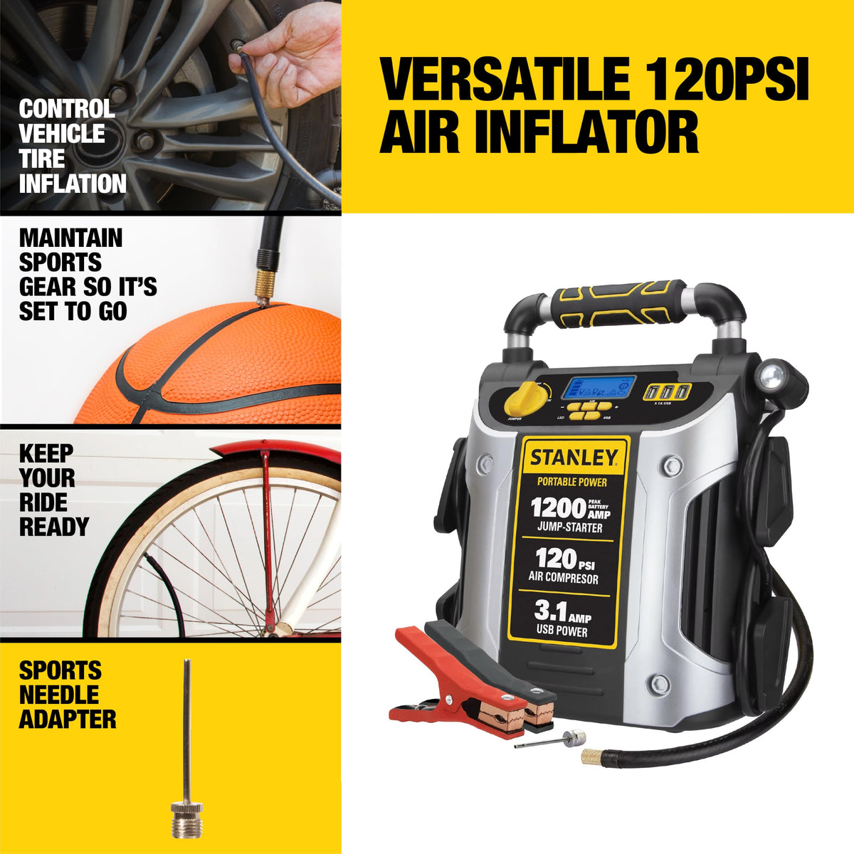 1200 Peak Amp Jump Starter with 120 PSI Inflator H237635