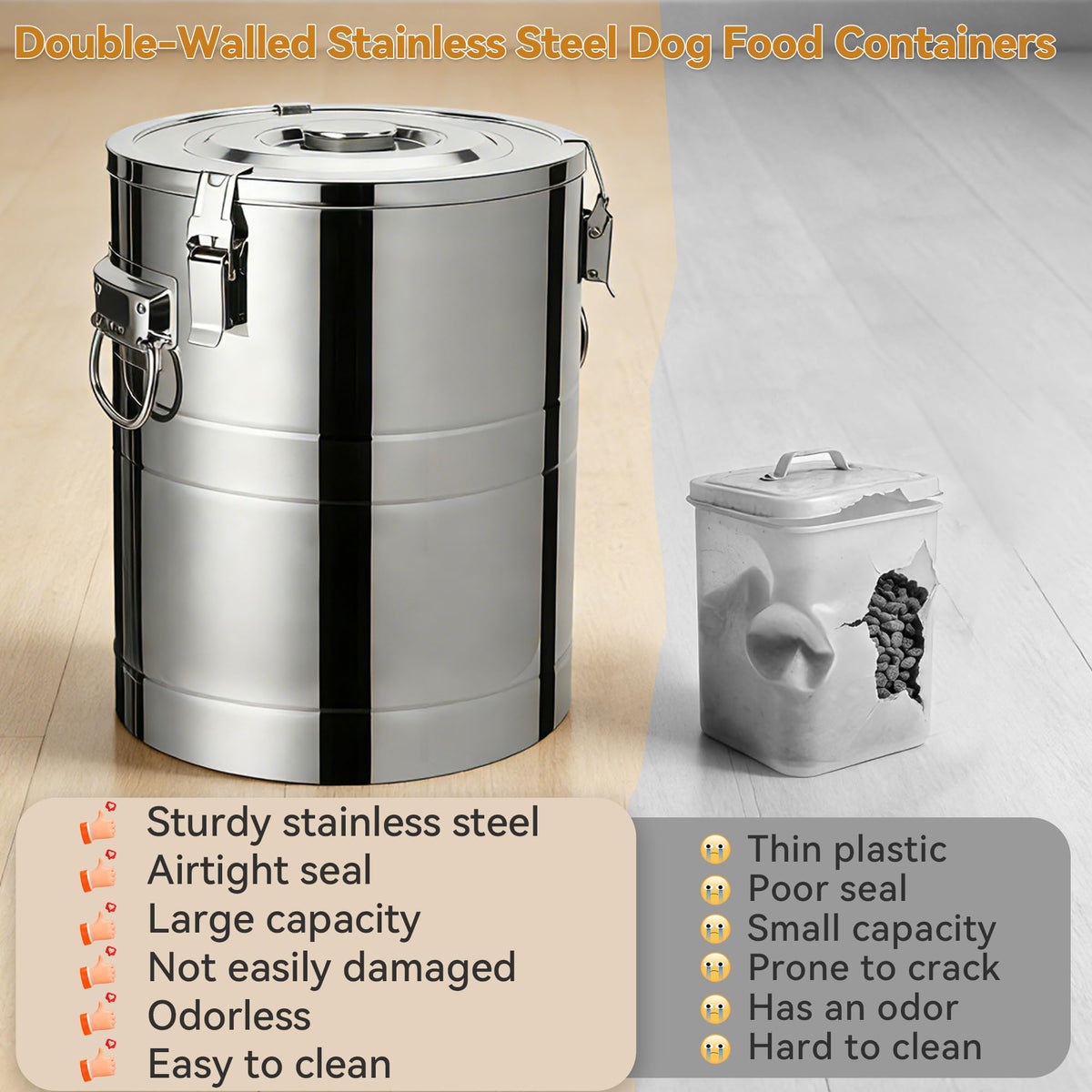 Stainless Steel Dog Food Storage Container with Scoop G900912