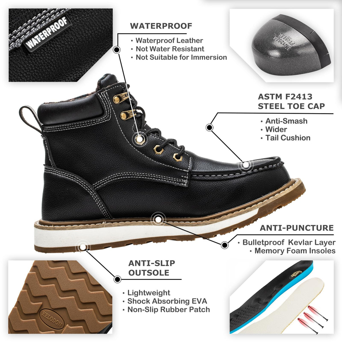 Waterproof Steel Toe Work Boots A464