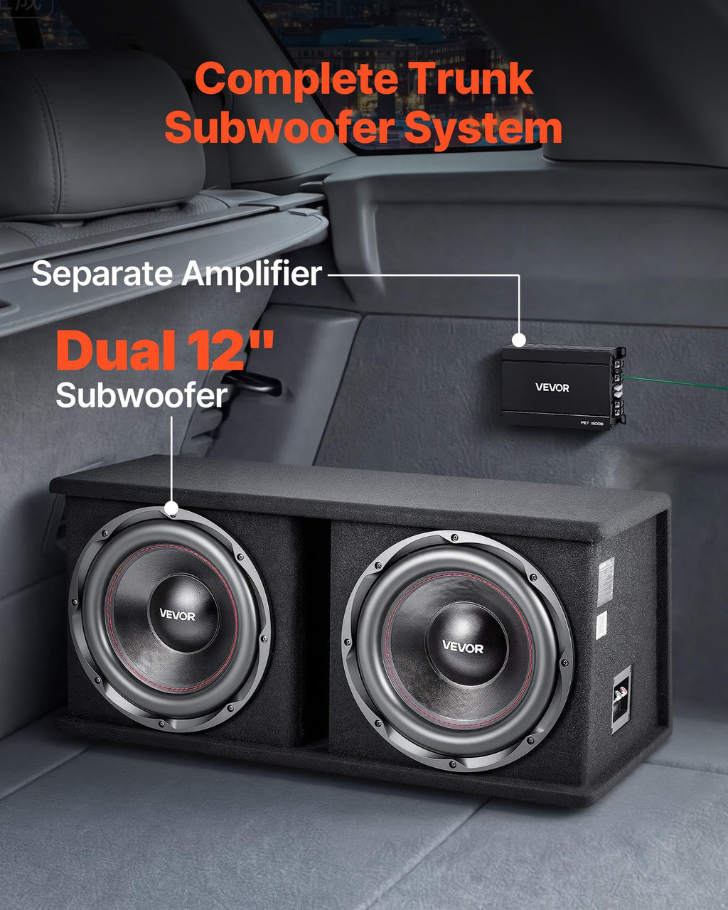 Dual 12" Enclosed Powered Subwoofer with Amplifier K659