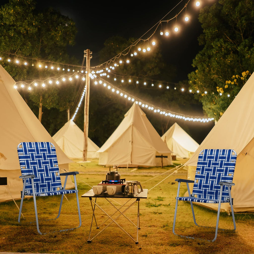 Set of 2 Blue Webbed Folding Camping Chairs T72564