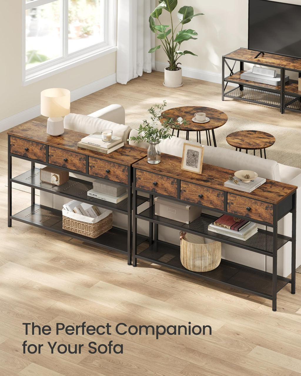 Console Table with 3 Fabric Drawers T229