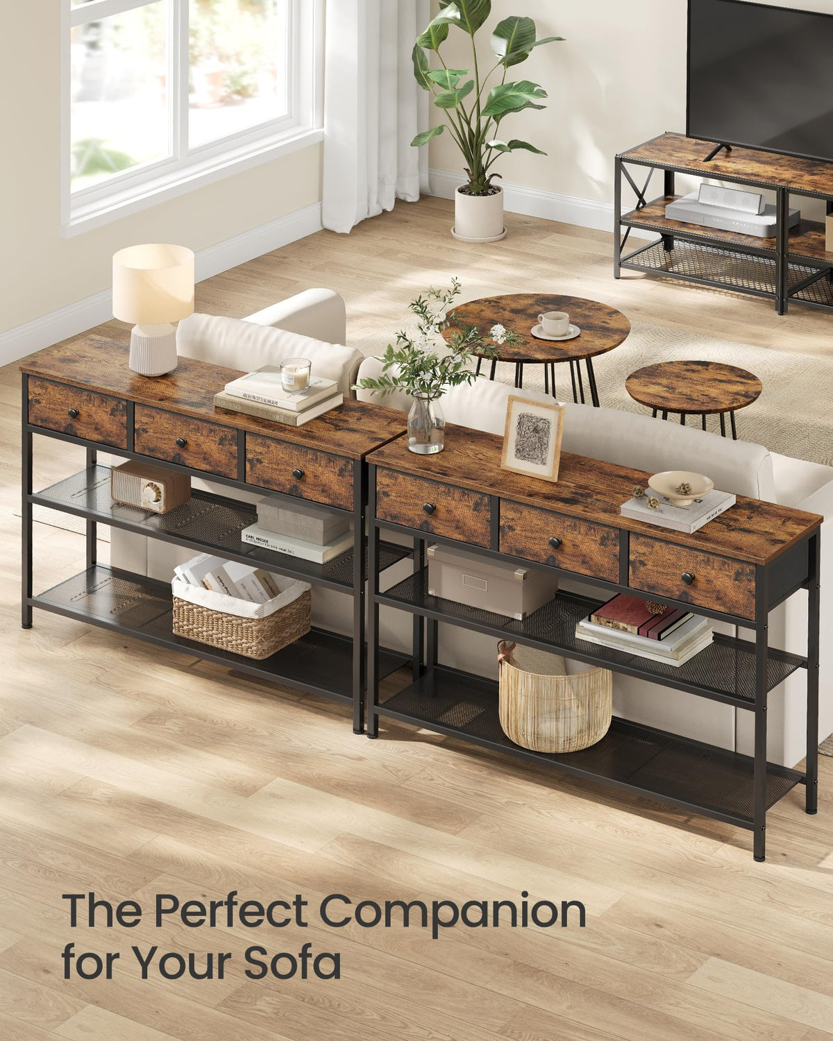 Console Table with 3 Fabric Drawers T229