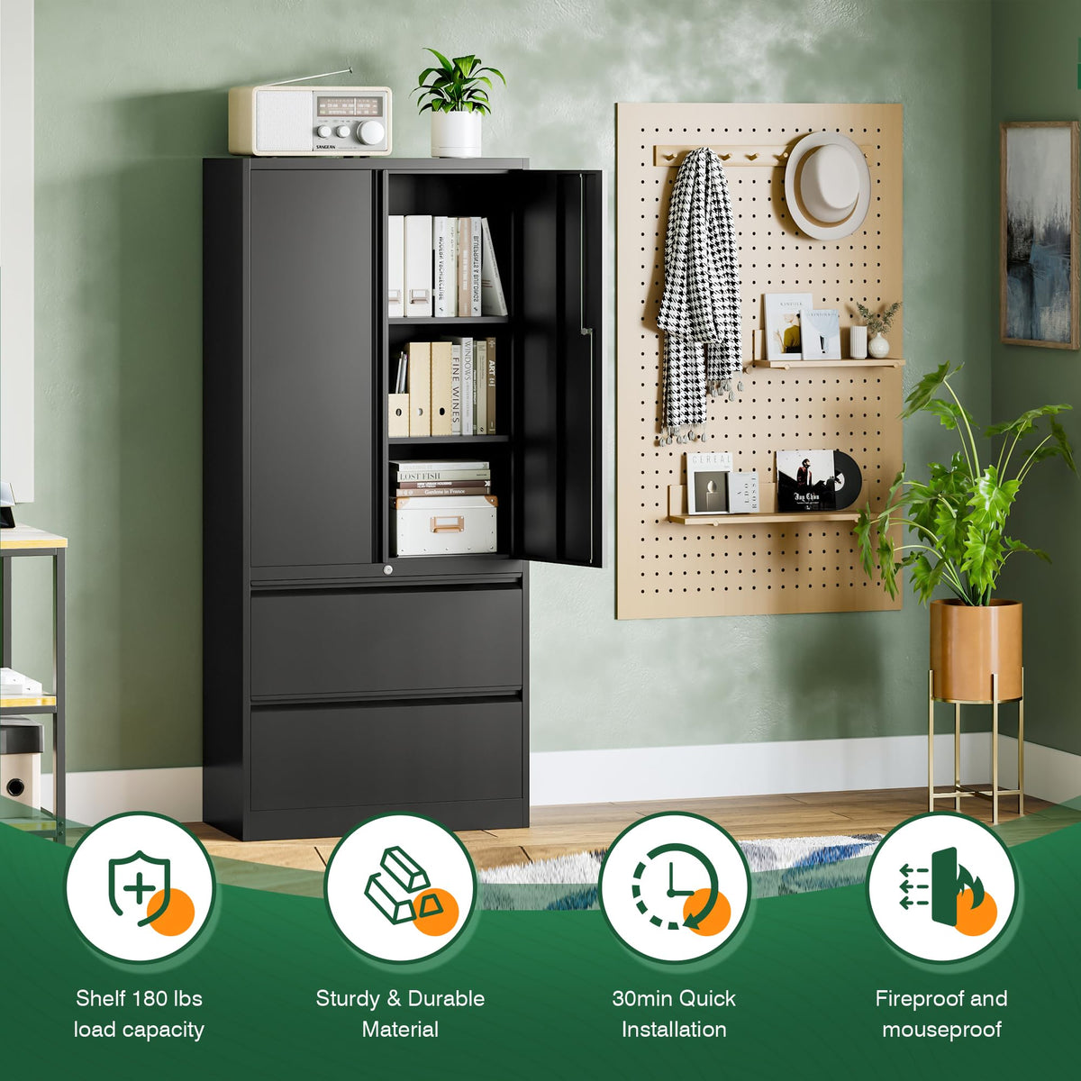 Metal 2 Drawer File Cabinet with Lock N169