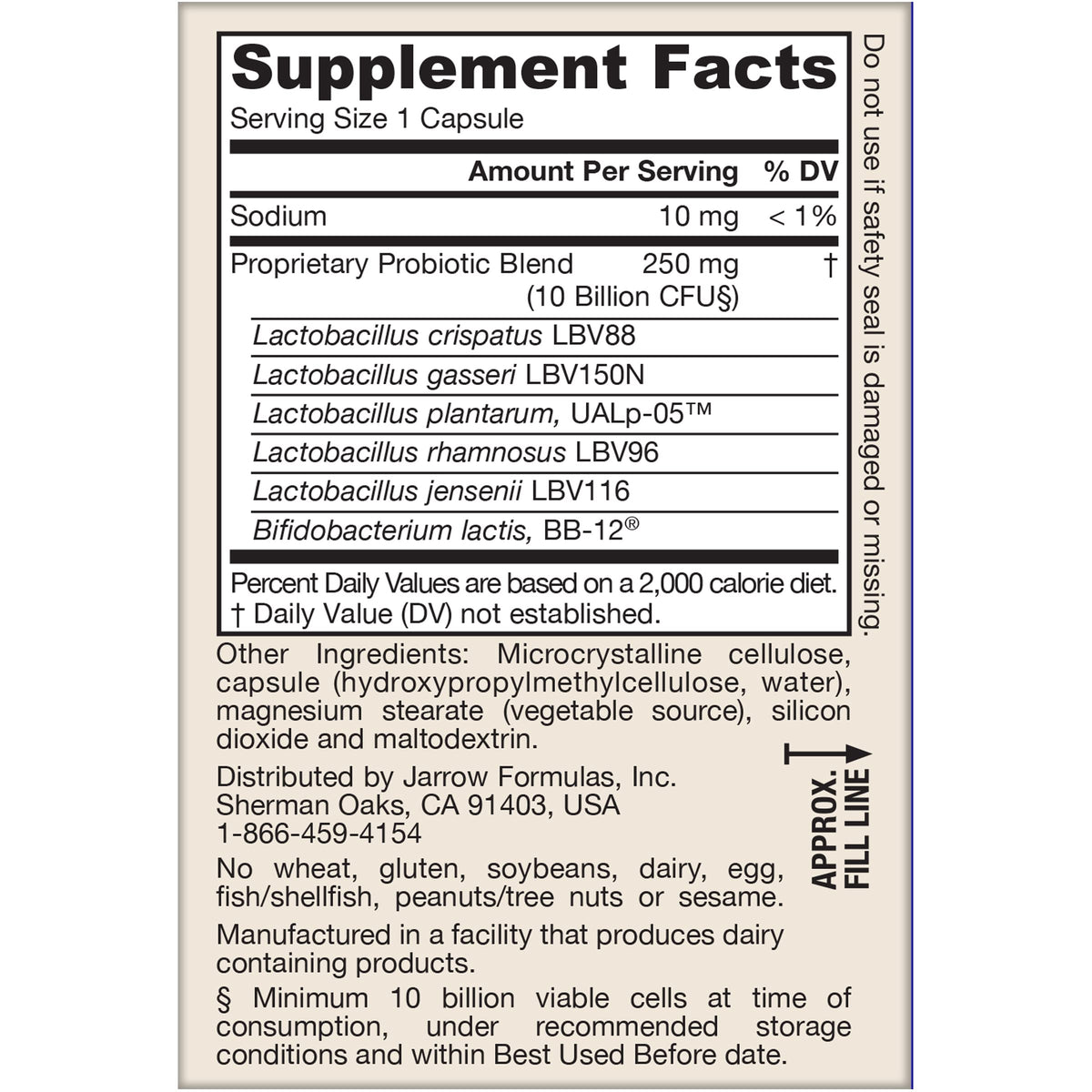 30 Capsules 10 Billion CFU Probiotics J31547