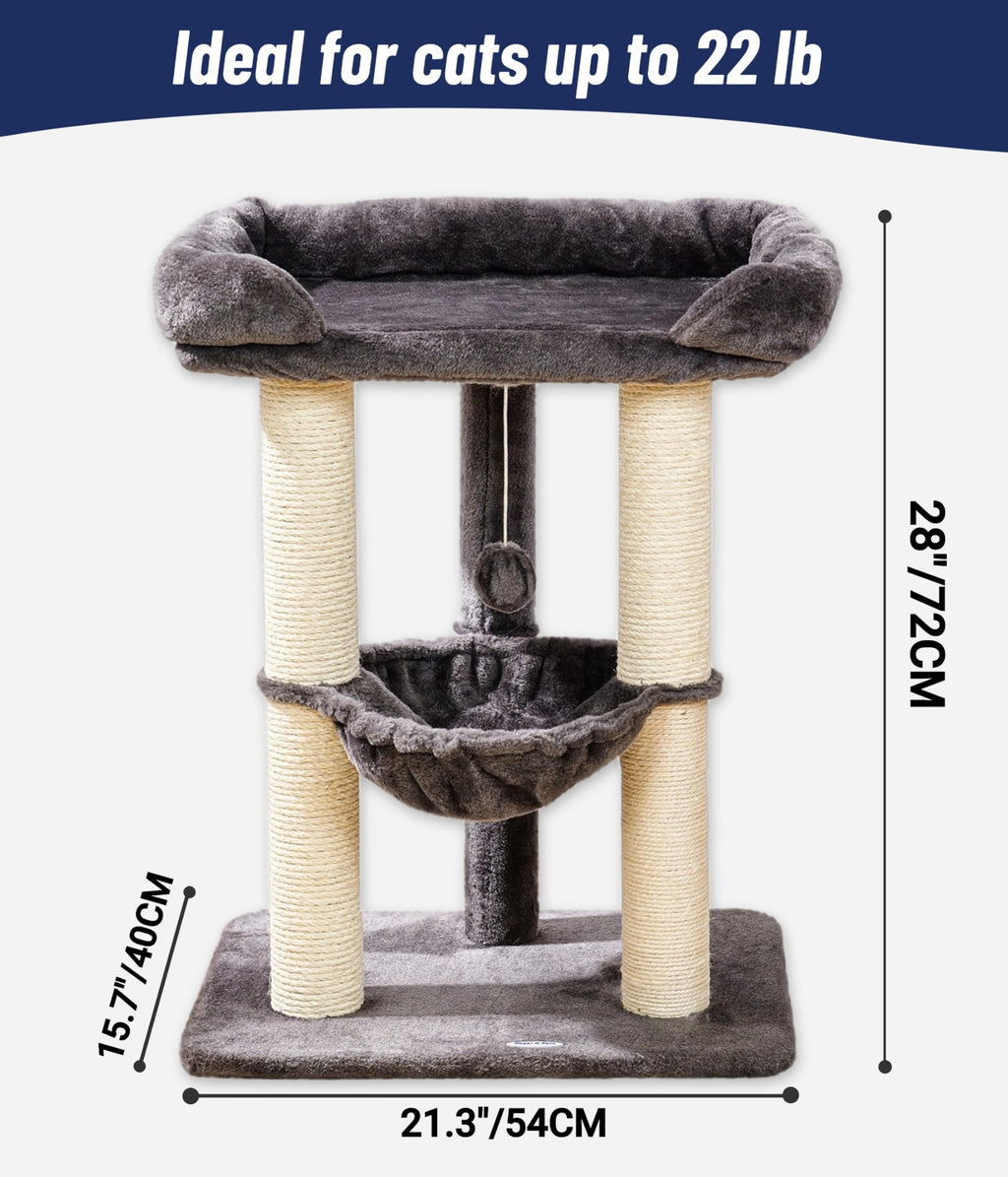 28" Cat Tree with Hammock and Removable Cover Y235