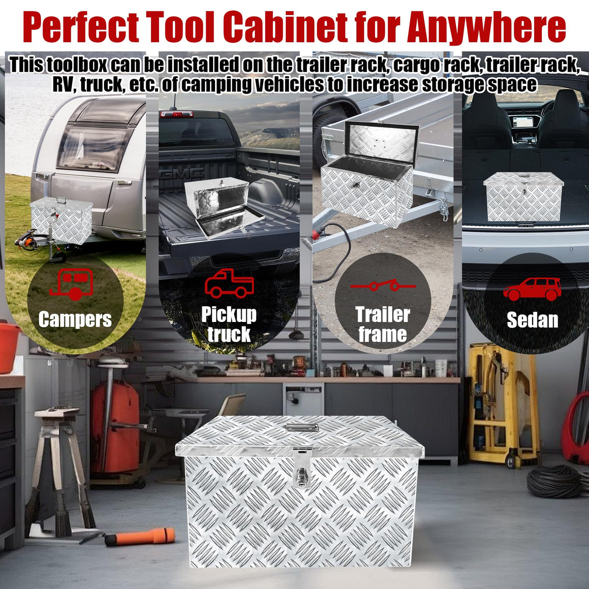 16 Inch Aluminum Waterproof Truck Tool Box with Lock and Keys X114126
