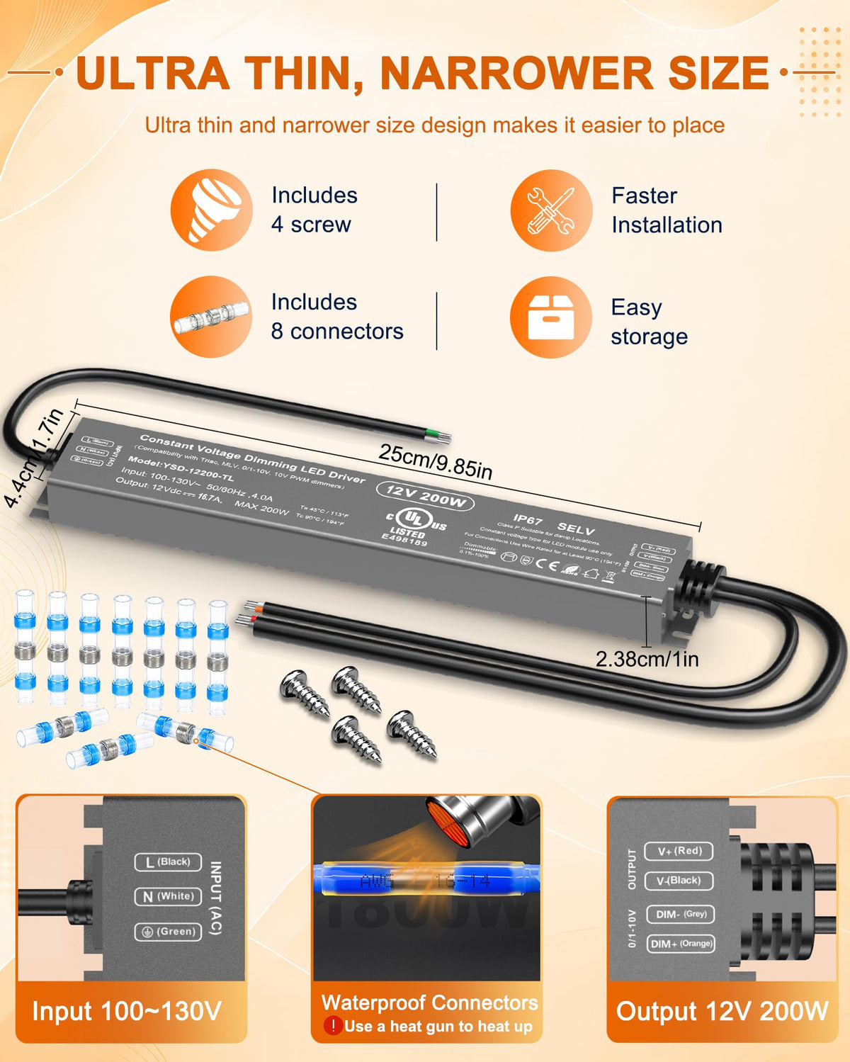 12V Dimmable LED Driver 200W H683